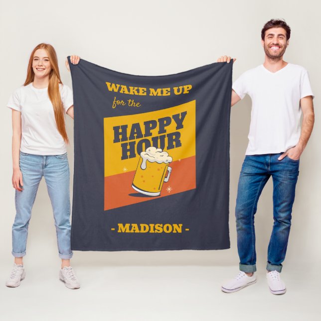 Individuelle Name Happy Hour Fleecedecke (Beispiel)