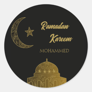 Individuelle Name Happy Ramadan Kareem 2025 Runder Aufkleber