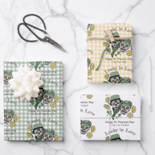 Individuelle Name Happy St Patricks Day Sugar Skul Geschenkpapier Set