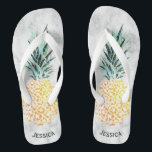 Individuelle Name Hawaiian Marmor Ananas Flip Flops<br><div class="desc">Personalisierter Name Hawaiian Marmor Ananas Bridesmaid Geschenke Flip Flops.</div>