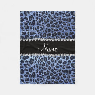 Individuelle Name hellblauer Glitzer Leopard Fleecedecke