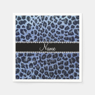 Individuelle Name hellblauer Glitzer Leopard Serviette