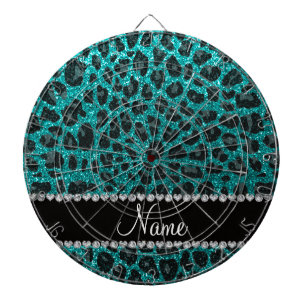 Individuelle Name heller Aqua-Glitzer Leoparddruck Dartscheibe
