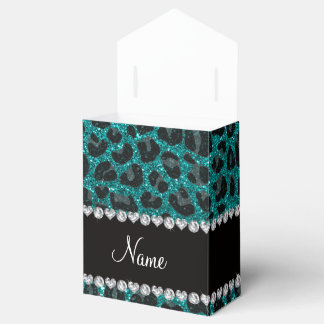 Individuelle Name heller Aqua-Glitzer Leoparddruck Geschenkschachtel