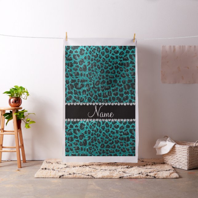 Individuelle Name heller Aqua-Glitzer Leoparddruck Stoff (Beispiel)
