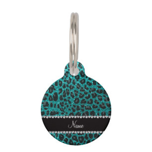 Individuelle Name heller Aqua-Glitzer Leoparddruck Tiermarke