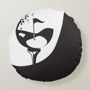 Individuelle Name Hello Black and White Golf Rundes Kissen