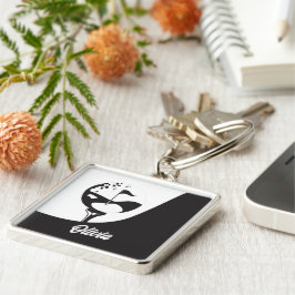 Individuelle Name Hello Black and White Golf Schlüsselanhänger