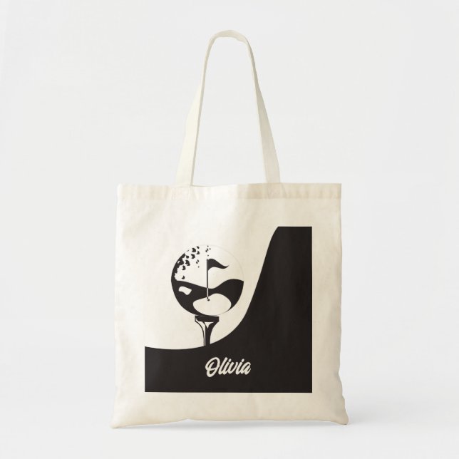 Individuelle Name Hello Black and White Golf Tragetasche (Vorne)