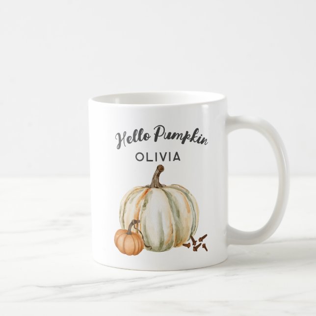 Individuelle Name Hello Pumpkin Gewürz Gemütlichen Kaffeetasse (Rechts)