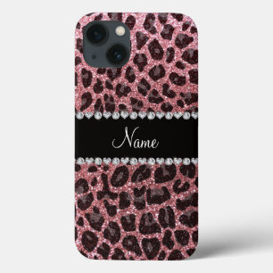 Individuelle Name hellrosa Glitzer Leopard Case-Mate iPhone Hülle