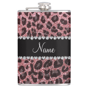 Individuelle Name hellrosa Glitzer Leopard Flachmann
