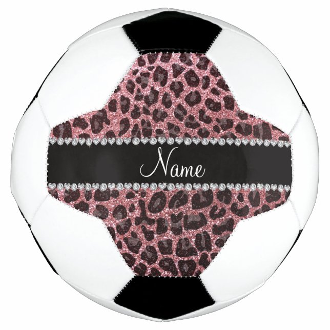 Individuelle Name hellrosa Glitzer Leopard Fußball (Vorderseite)