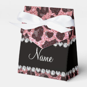 Individuelle Name hellrosa Glitzer Leopard Geschenkschachtel