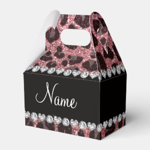 Individuelle Name hellrosa Glitzer Leopard Geschenkschachtel