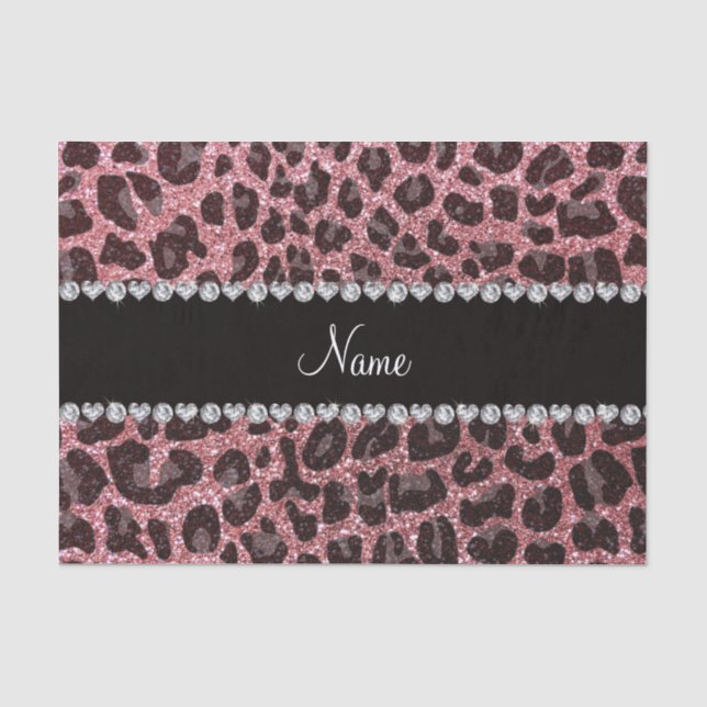 Individuelle Name hellrosa Glitzer Leopard Seidenpapier (Vorderseite)