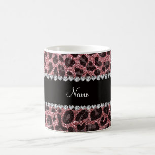 Individuelle Name hellrosa Glitzer Leopard Tasse