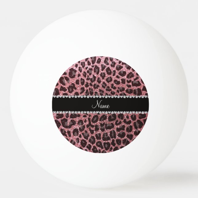 Individuelle Name hellrosa Glitzer Leopard Tischtennisball (Rückseite)