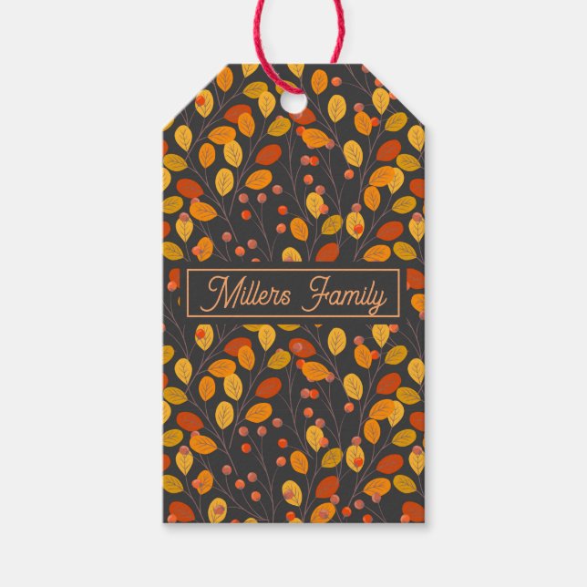 Individuelle Name Herbstuntergänge Geschenkanhänger (Vorderseite)