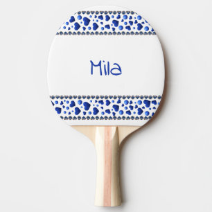 Individuelle Name, Herz des blauen Glitzer Tischtennis Schläger