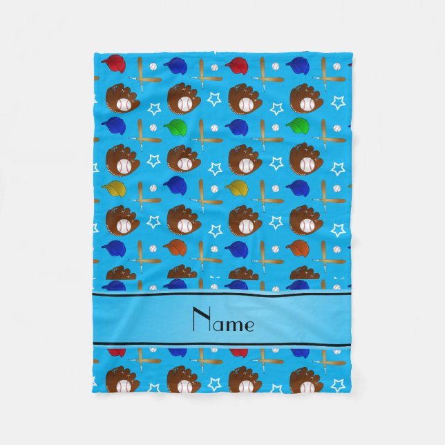 Individuelle Name Himmel blaue Baseballhandschuhbä Fleecedecke (Vorderseite)