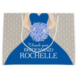 Individuelle Name Hochzeit Brautkleid blaue Tasche Große Geschenktüte