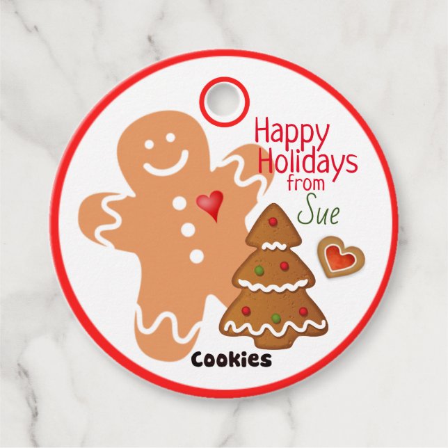 Individuelle Name Holiday Cookie Gefälligkeitstags Geschenkanhänger (Vorderseite)