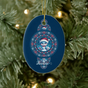 Individuelle Name Holiday Kawaii Bear Ornamental M Keramik Ornament