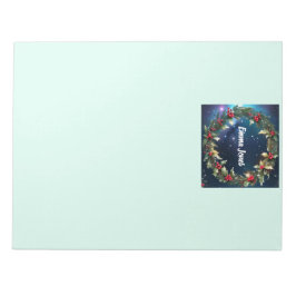 Individuelle Name Holly Wreath Notepad Weihnachtsb Notizblock
