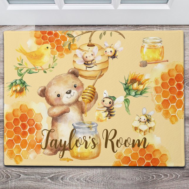 Individuelle Name Honey Bear Bienen Fußmatte (Von Creator hochgeladen)