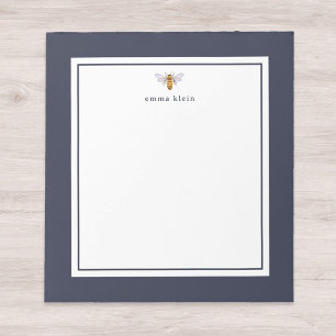 Individuelle Name Honey Bee on Navy Blue Notizblock