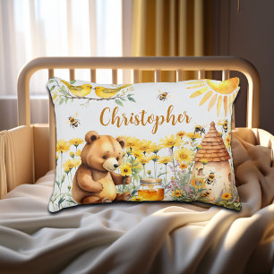 Individuelle Name Honey Bees Teddy Bear Dekokissen