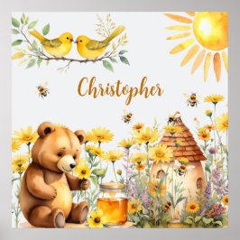 Individuelle Name Honey Bees Teddy Bear Poster