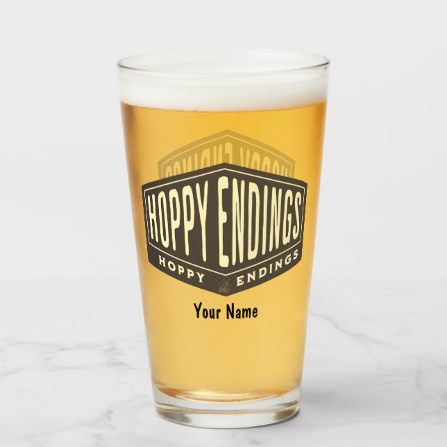 Individuelle Name Hoppy Ending Funny Pint Beer Gla Glas (Vorne (Gefüllt))