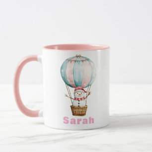Individuelle Name Hot Air Ballon Snowman Weihnacht Tasse
