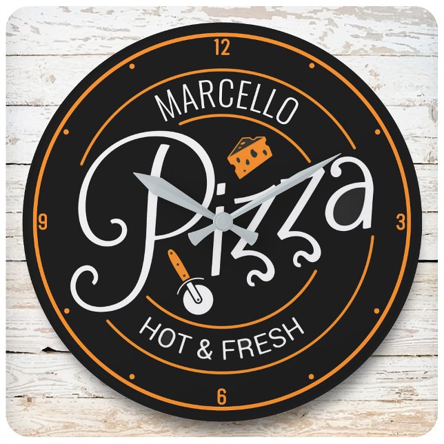 Individuelle Name Hot Fresh Italienische Pizza Piz Runde Wanduhr (Von Creator hochgeladen)
