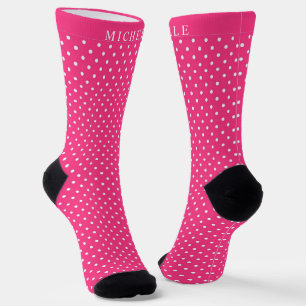 Individuelle Name Hot Magenta Pink White Polka Dot Socken