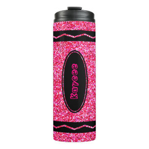 individuelle Name Hot Pink Glitzer Crayon Drink Tu Thermosbecher