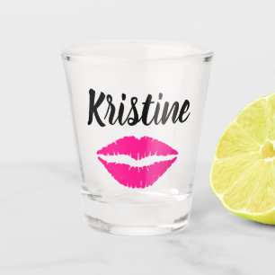 Individuelle Name Hot Pink Lippen Kiss Schnapsglas