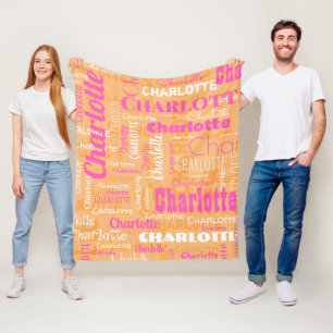 Individuelle Name - Hot-Pink-Orange-Wiederholungsm Fleecedecke