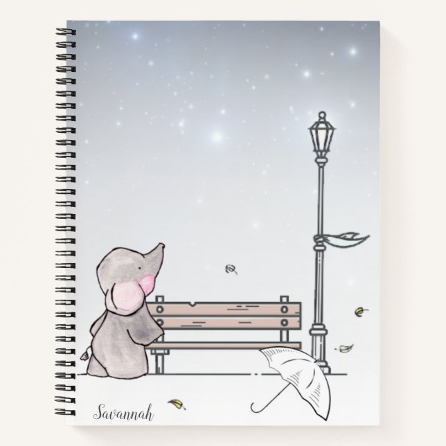 Individuelle Name Hübsch Elefant farbenfroh Notizbuch (Vorderseite)