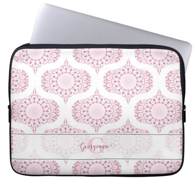 Individuelle Name Hübsch Pink 70er Confetti Lace M Laptopschutzhülle (Vorderseite)