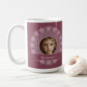Individuelle Name Hübsch Rosa Mandala Foto Rahmen Kaffeetasse