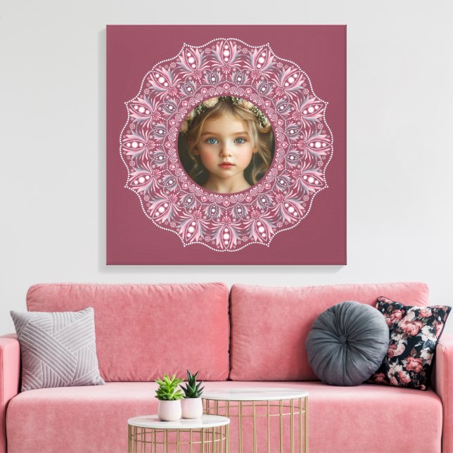 Individuelle Name Hübsch Rosa Mandala Foto Rahmen Leinwanddruck (Insitu (Wohnzimmer))