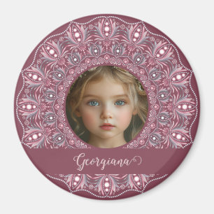 Individuelle Name Hübsch Rosa Mandala Foto Rahmen Magnet