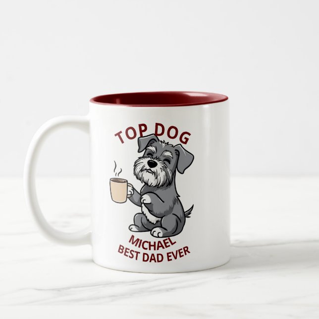 Individuelle Name Hund Vater Vater Vater Geschenk  Zweifarbige Tasse (Links)