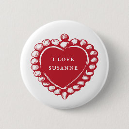 Individuelle Name I Liebe (Rotes Herz) Button