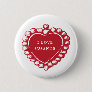 Individuelle Name I Liebe (Rotes Herz) Button