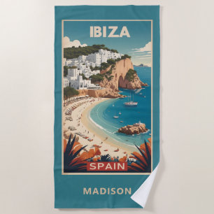 Individuelle Name Ibiza, Spanien Reiseplakat Strandtuch