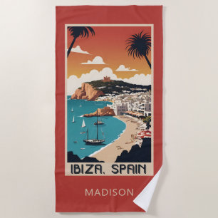 Individuelle Name Ibiza, Spanien Reiseplakat Strandtuch